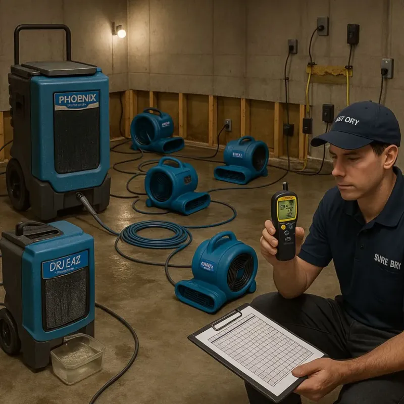 Structural Drying and Dehumidification process in Millbrae, CA